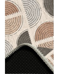 Ring Pamuk Tabanlı Yıkanabilen Kaydırmaz Antibakteriyel Şönil Yuvarlak Halı