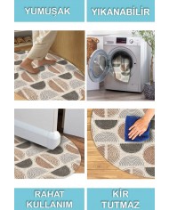 Ring Pamuk Tabanlı Yıkanabilen Kaydırmaz Antibakteriyel Şönil Yuvarlak Halı