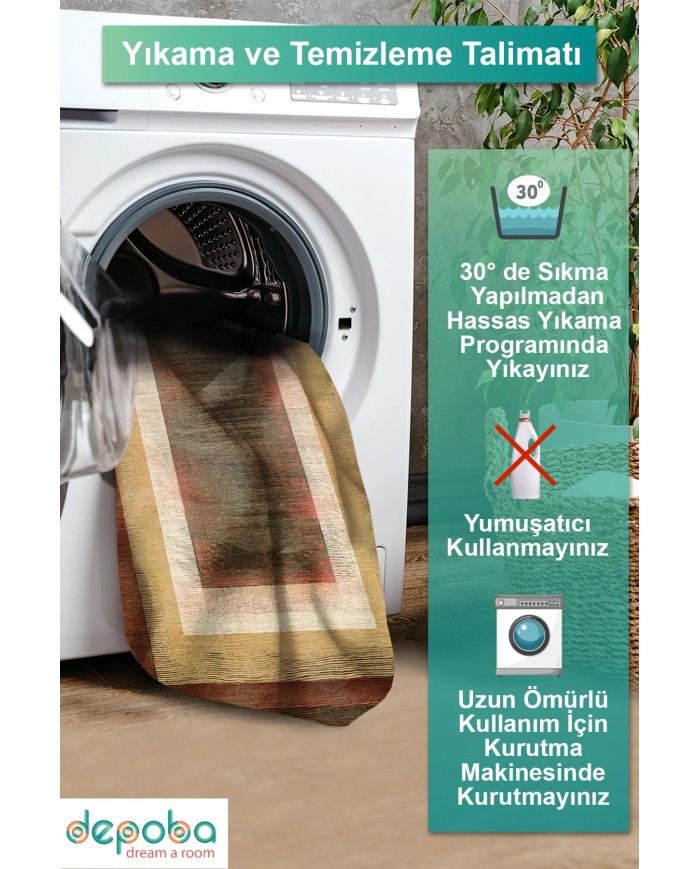 Ningo Kadife Yıkanabilir Kaymaz Pamuk Tabanlı Antibakteriyel Salon Halısı