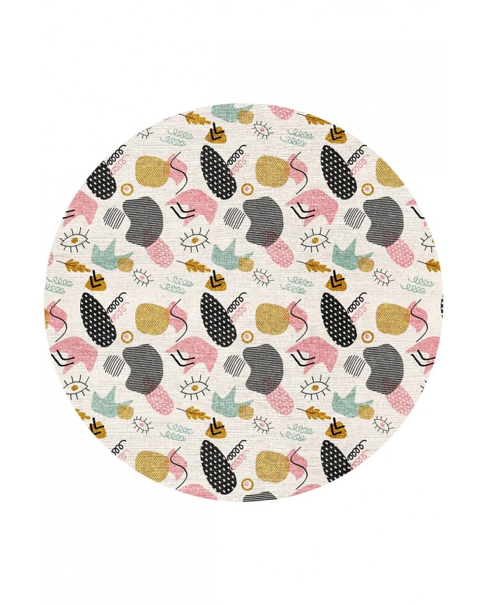 Taren Pamuk Tabanlı Yıkanabilen Kaydırmaz Antibakteriyel Şönil Yuvarlak Halı