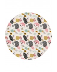 Taren Pamuk Tabanlı Yıkanabilen Kaydırmaz Antibakteriyel Şönil Yuvarlak Halı