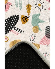 Taren Pamuk Tabanlı Yıkanabilen Kaydırmaz Antibakteriyel Şönil Yuvarlak Halı