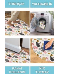 Taren Pamuk Tabanlı Yıkanabilen Kaydırmaz Antibakteriyel Şönil Yuvarlak Halı