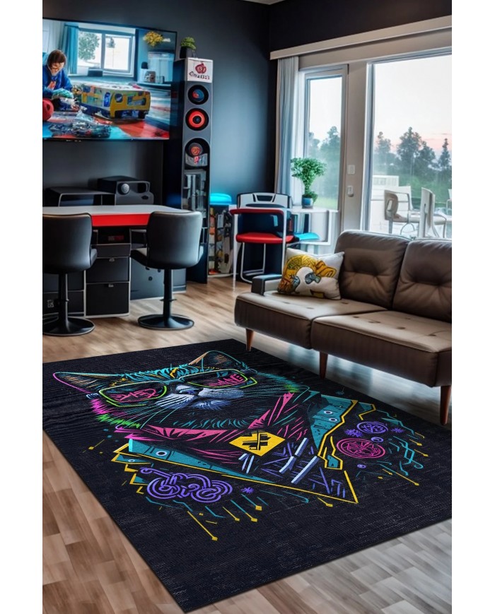 Tenas Şönil Gamer Halısı Pamuk Tabanlı Yıkanabilen Kaymaz Genç Odası Oyuncu Gaming Halısı