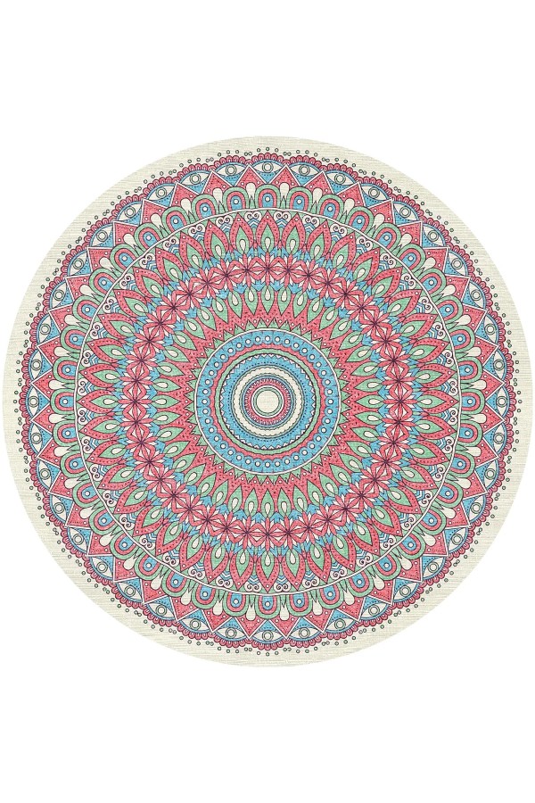 Thum Pamuk Tabanlı Yıkanabilen Kaydırmaz Antibakteriyel Şönil Yuvarlak Halı