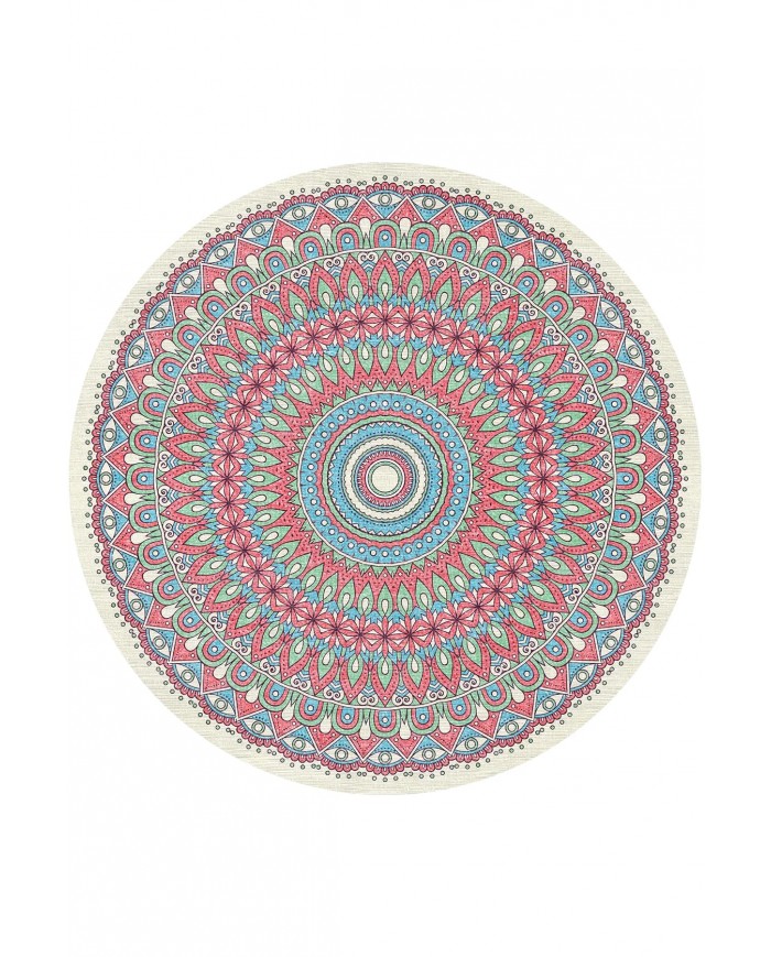 Thum Pamuk Tabanlı Yıkanabilen Kaydırmaz Antibakteriyel Şönil Yuvarlak Halı