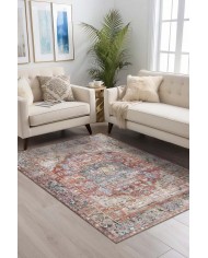 Tolas Desenli Pamuk Tabanlı Yıkanabilen Kaydırmaz Antibakteriyel Şönil Salon Halısı