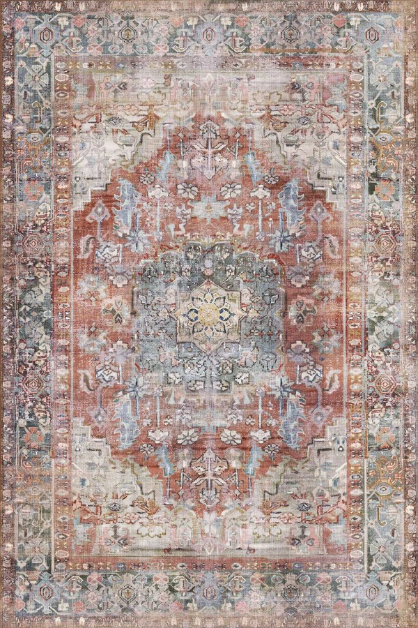 Tolas Desenli Pamuk Tabanlı Yıkanabilen Kaydırmaz Antibakteriyel Şönil Salon Halısı