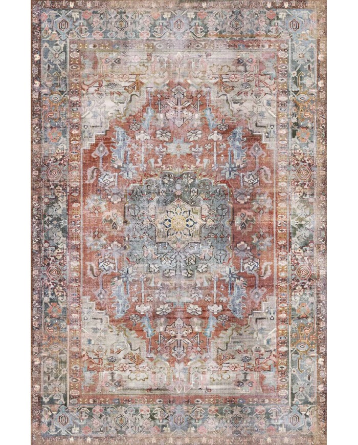 Tolas Desenli Pamuk Tabanlı Yıkanabilen Kaydırmaz Antibakteriyel Şönil Salon Halısı