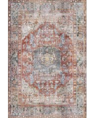 Tolas Desenli Pamuk Tabanlı Yıkanabilen Kaydırmaz Antibakteriyel Şönil Salon Halısı