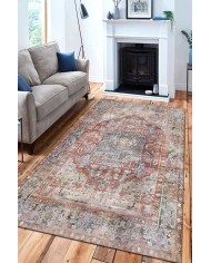 Tolas Desenli Pamuk Tabanlı Yıkanabilen Kaydırmaz Antibakteriyel Şönil Salon Halısı