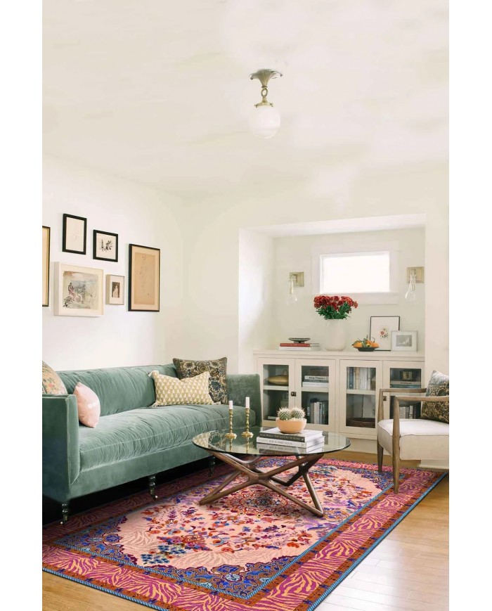 Tomen Desenli Pamuk Tabanlı Yıkanabilen Kaydırmaz Antibakteriyel Şönil Salon Halısı