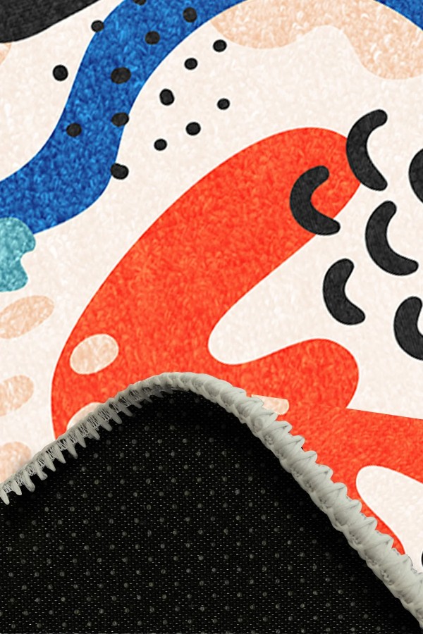 Trapez Pamuk Tabanlı Yıkanabilen Kaydırmaz Antibakteriyel Şönil Asimetrik Halı