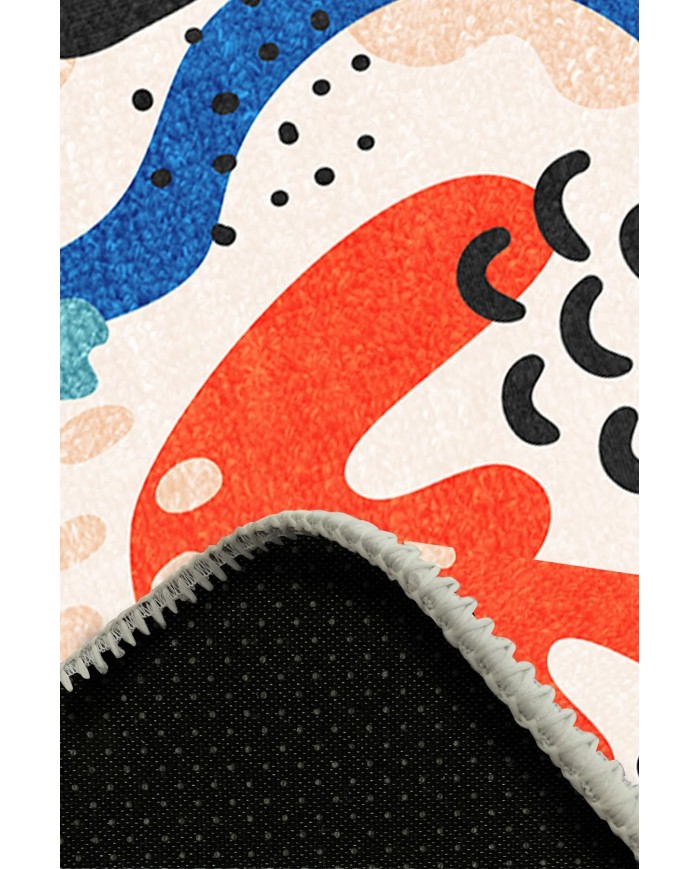 Trapez Pamuk Tabanlı Yıkanabilen Kaydırmaz Antibakteriyel Şönil Asimetrik Halı