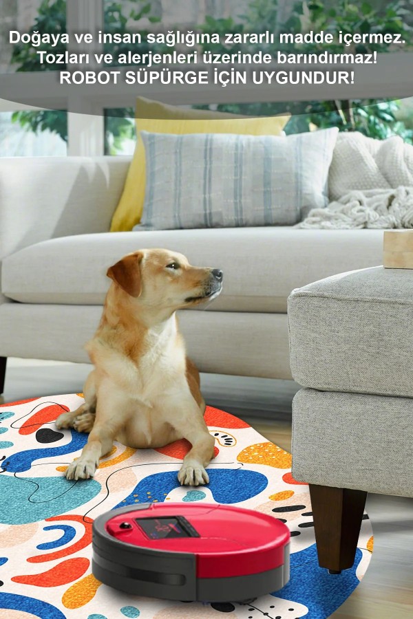 Trapez Pamuk Tabanlı Yıkanabilen Kaydırmaz Antibakteriyel Şönil Asimetrik Halı