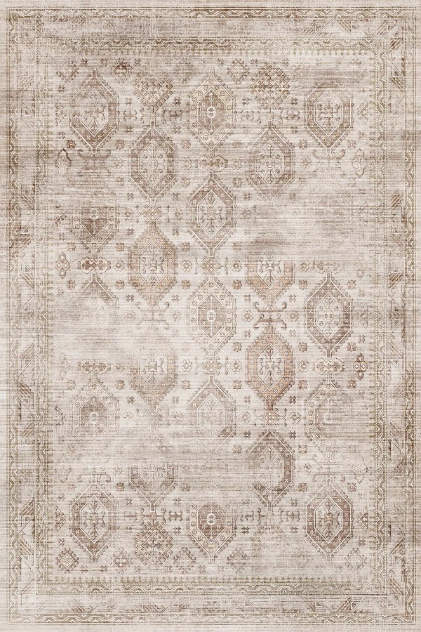 Yansum Desenli Pamuk Tabanlı Yıkanabilen Kaydırmaz Antibakteriyel Şönil Salon Halısı