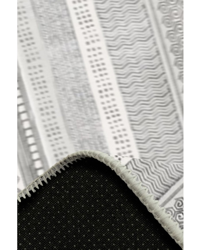 Tromse Desenli Pamuk Tabanlı Yıkanabilen Kaydırmaz Antibakteriyel Şönil Salon Halısı