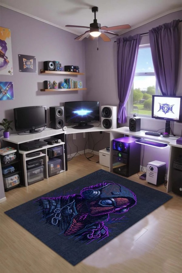Turf Şönil Gamer Halısı Pamuk Tabanlı Yıkanabilen Kaymaz Genç Odası Oyuncu Gaming Halısı