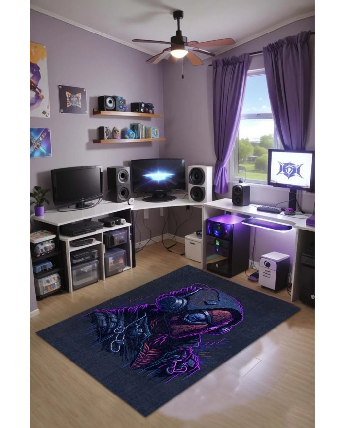 Turf Şönil Gamer Halısı Pamuk Tabanlı Yıkanabilen Kaymaz Genç Odası Oyuncu Gaming Halısı