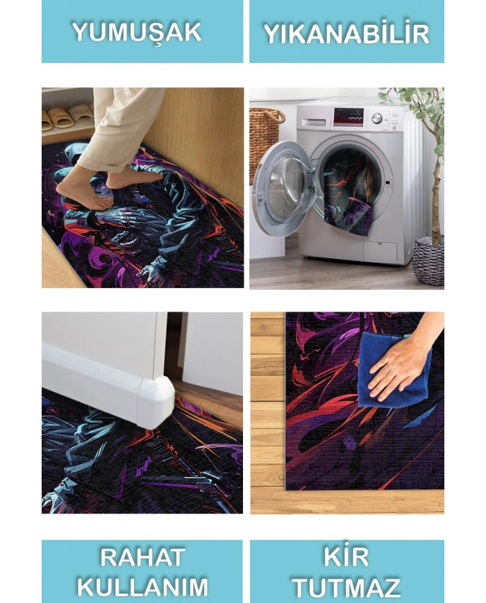 Value Şönil Gamer Halısı Pamuk Tabanlı Yıkanabilen Kaymaz Genç Odası Oyuncu Gaming Halısı