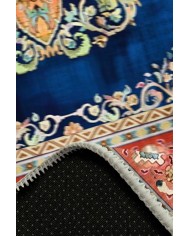 Visle Desenli Pamuk Tabanlı Yıkanabilen Kaydırmaz Antibakteriyel Şönil Salon Halısı