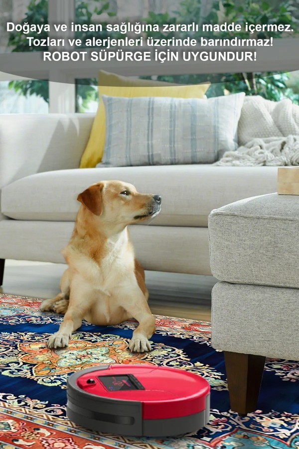 Visle Desenli Pamuk Tabanlı Yıkanabilen Kaydırmaz Antibakteriyel Şönil Salon Halısı