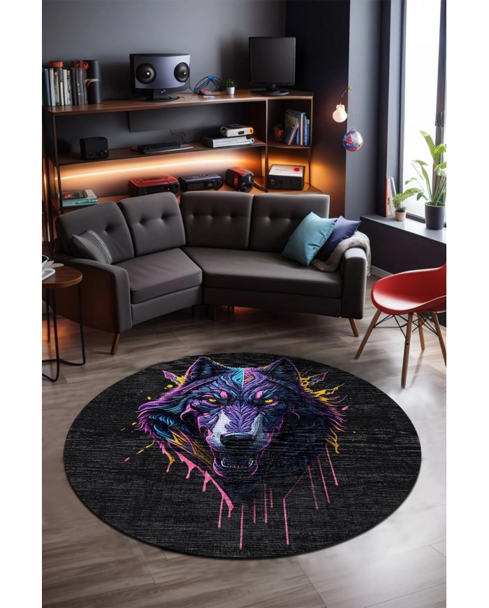 Wolf Şönil Gamer Halısı Pamuk Tabanlı Yıkanabilen Kaymaz Genç Odası Oyuncu Gaming Halısı