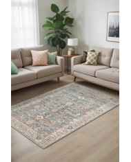 Zack Desenli Pamuk Tabanlı Yıkanabilen Kaydırmaz Antibakteriyel Şönil Salon Halısı