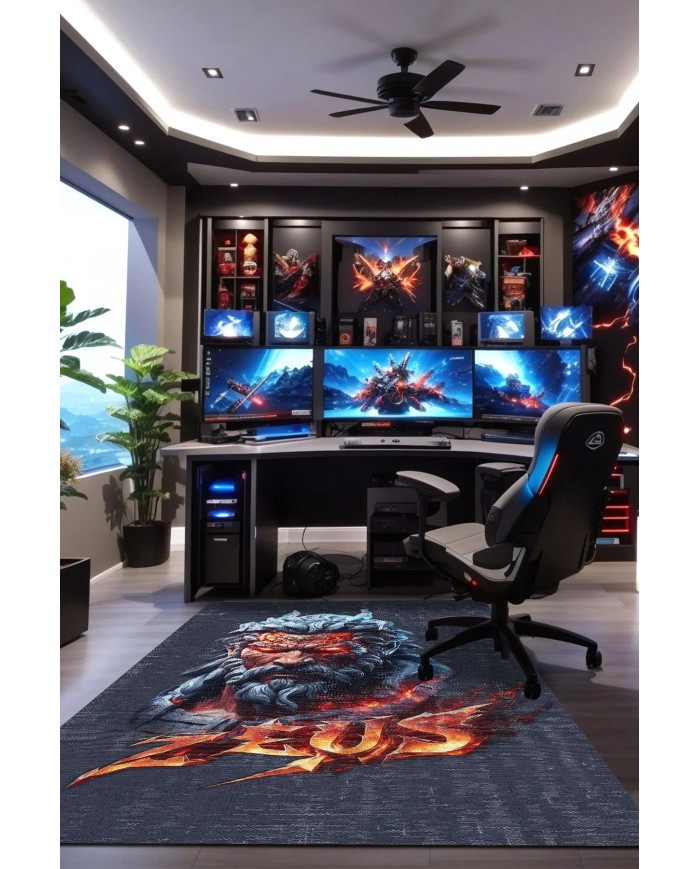 Zeus Şönil Gamer Halısı Pamuk Tabanlı Yıkanabilen Kaymaz Genç Odası Oyuncu Gaming Halısı