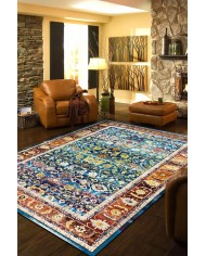 Zirta Desenli Pamuk Tabanlı Yıkanabilen Kaydırmaz Antibakteriyel Şönil Salon Halısı