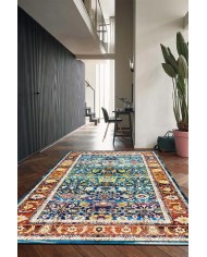 Zirta Desenli Pamuk Tabanlı Yıkanabilen Kaydırmaz Antibakteriyel Şönil Salon Halısı