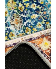 Zirta Desenli Pamuk Tabanlı Yıkanabilen Kaydırmaz Antibakteriyel Şönil Salon Halısı