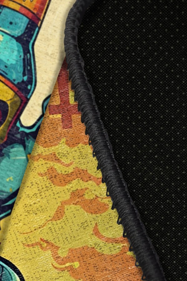 Zombi Şönil Gamer Halısı Pamuk Tabanlı Yıkanabilen Kaymaz Genç Odası Oyuncu Gaming Halısı