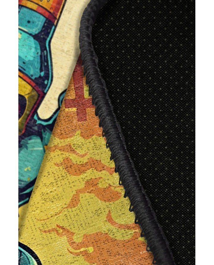 Zombi Şönil Gamer Halısı Pamuk Tabanlı Yıkanabilen Kaymaz Genç Odası Oyuncu Gaming Halısı