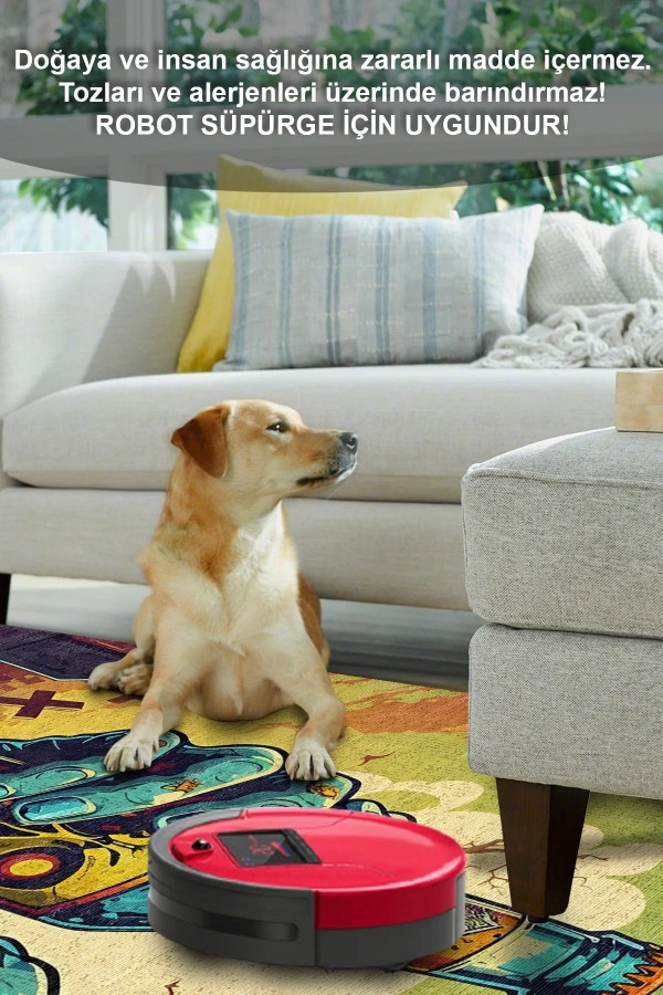 Zombi Şönil Gamer Halısı Pamuk Tabanlı Yıkanabilen Kaymaz Genç Odası Oyuncu Gaming Halısı