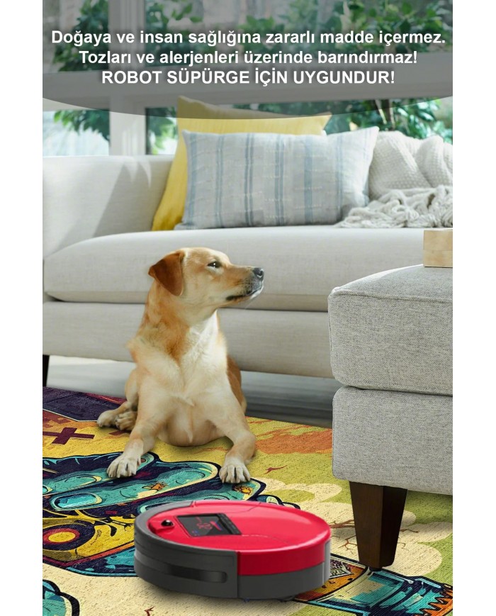 Zombi Şönil Gamer Halısı Pamuk Tabanlı Yıkanabilen Kaymaz Genç Odası Oyuncu Gaming Halısı