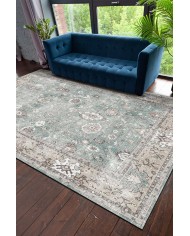 Zuleo Desenli Pamuk Tabanlı Yıkanabilen Kaydırmaz Antibakteriyel Şönil Salon Halısı