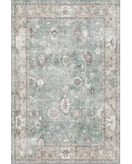 Zuleo Desenli Pamuk Tabanlı Yıkanabilen Kaydırmaz Antibakteriyel Şönil Salon Halısı