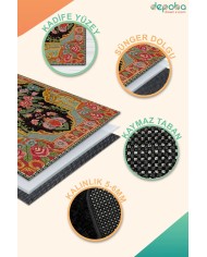 Loren Kadife Yıkanabilir Kaymaz Pamuk Tabanlı Antibakteriyel Salon Halısı