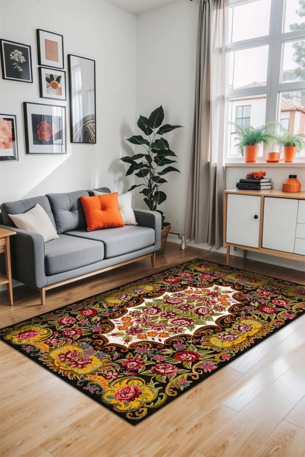 Marlo Kadife Yıkanabilir Kaymaz Pamuk Tabanlı Antibakteriyel Salon Halısı