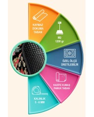 Sinse Kadife Yıkanabilir Kaymaz Pamuk Tabanlı Antibakteriyel Salon Halısı