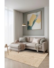 Elarte Bej Pamuk Tabanlı Yıkanabilen Kaydırmaz Antibakteriyel Şönil Salon Halısı