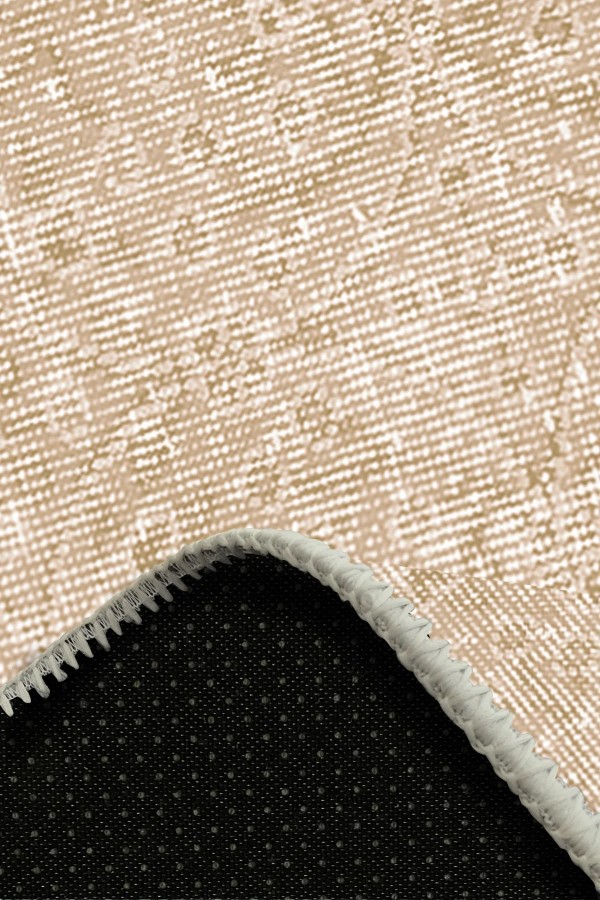 Elarte Bej Pamuk Tabanlı Yıkanabilen Kaydırmaz Antibakteriyel Şönil Salon Halısı