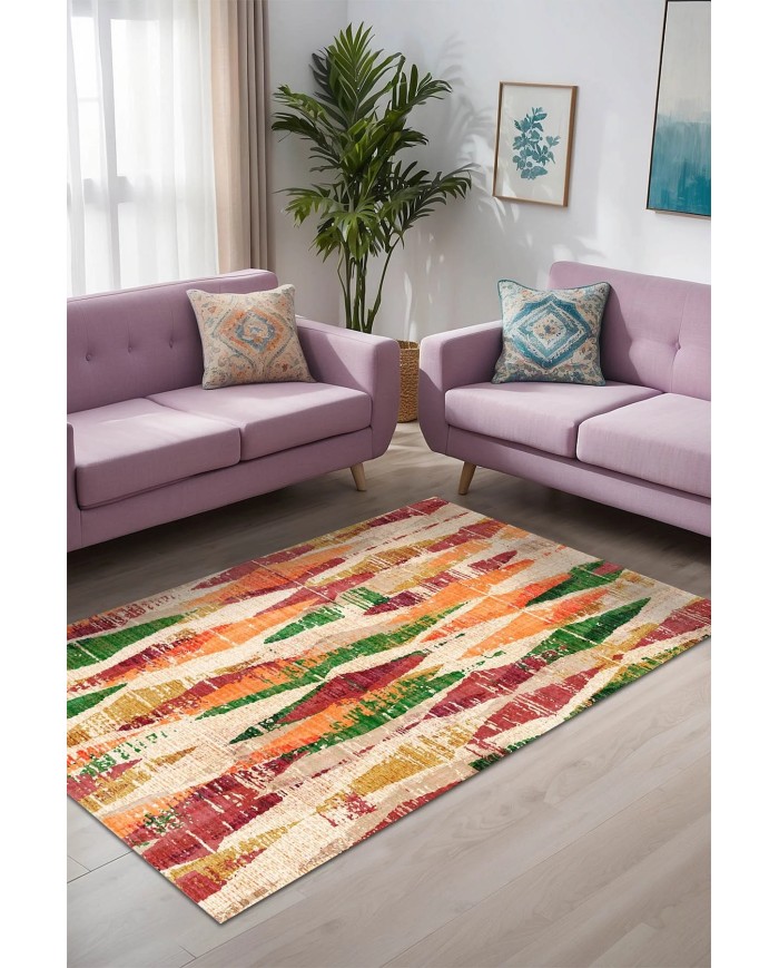 Colorina Kadife Yıkanabilir Kaymaz Pamuk Tabanlı Antibaktriyel Salon Halısı