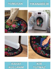 Azur Pamuk Tabanlı Yıkanabilen Kaydırmaz Antibakteriyel Şönil Salon Halısı