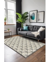 Coco Desenli Pamuk Tabanlı Yıkanabilen Kaydırmaz Antibakteriyel Şönil Salon Halısı