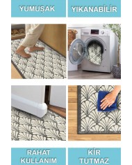 Coco Desenli Pamuk Tabanlı Yıkanabilen Kaydırmaz Antibakteriyel Şönil Salon Halısı