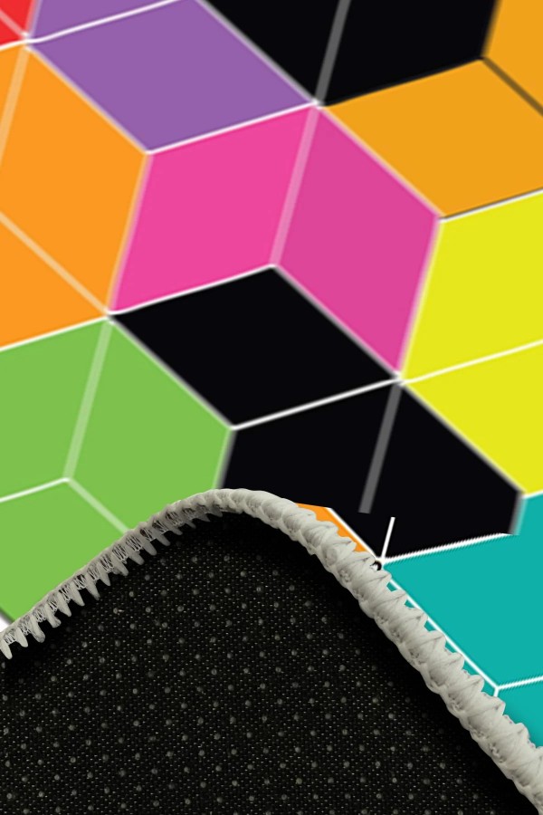 Colom Desenli Pamuk Tabanlı Yıkanabilen Kaydırmaz Antibakteriyel Şönil Salon Halısı