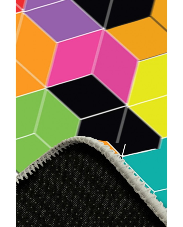 Colom Desenli Pamuk Tabanlı Yıkanabilen Kaydırmaz Antibakteriyel Şönil Salon Halısı