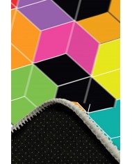 Colom Desenli Pamuk Tabanlı Yıkanabilen Kaydırmaz Antibakteriyel Şönil Salon Halısı